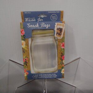 Mason Jar Reusable Snack Bags with zipper style tops 3 Sizes for 10 tota…